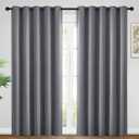 Yakamok Blackout Curtains Room Darkening Thermal Insulated Window Panels,Solid Grommet Top Drapes for Bedroom/Living Room(62Wx96L, Grey, 2 Panels)