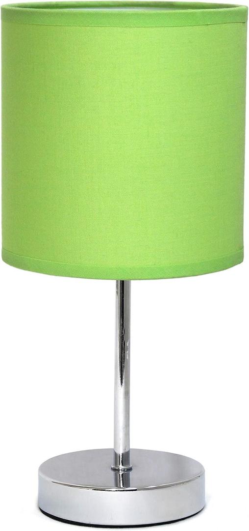 Simple Designs LT2007-GRN Chrome Mini Basic Table Lamp with Fabric Shade, Green