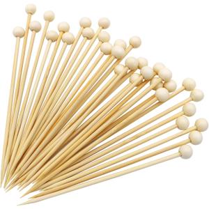BLUE TOP 4.7 in 200PCS Wooden Ball Food Cocktail Picks Food Skewers Bamboo Picks for Charcuterie, Appetizers, & Cocktail Picks For Parties