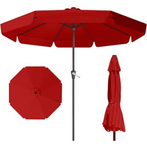 11FT Patio Umbrella Table Market Umbrella w/Crank Outdoor Umbrellas for Garden, Deck, Backyard, Pool and Beach, Red