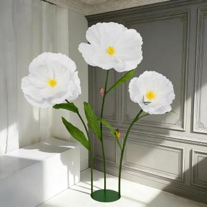 5.8 Ft Giant Artificial Flowers,Large Paper Flower,Huge Poppy Flowers Decoration for Wedding,Hotel,Office,Window Display and Home Farmhouse Decor(White)