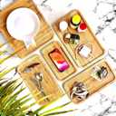 Bam&Boo Bamboo Serving Tray Natural Minimalist Rectangular (14.1 x 9.4" x 0.8") Coffee, Tea, Food, Drinks, Storage, Decor for Home, Kitchen, Bathroom