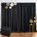 20 ft x 10 ft Thick Black Backdrop Curtain for Parties, 4 Panels Black Polyester Wedding Backdrop Drapes for Birthday Photography Background Party Backdrop Home Decorations