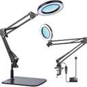 15X Magnifying Glass Lamp with Clamp and Stand, 72 LEDs Desk Lamp with 3 Color Temperatures and 10 Levels Adjustable Brightness for Diamond Art Accessories Hobbies Crafts Reading Close Work Magnifier