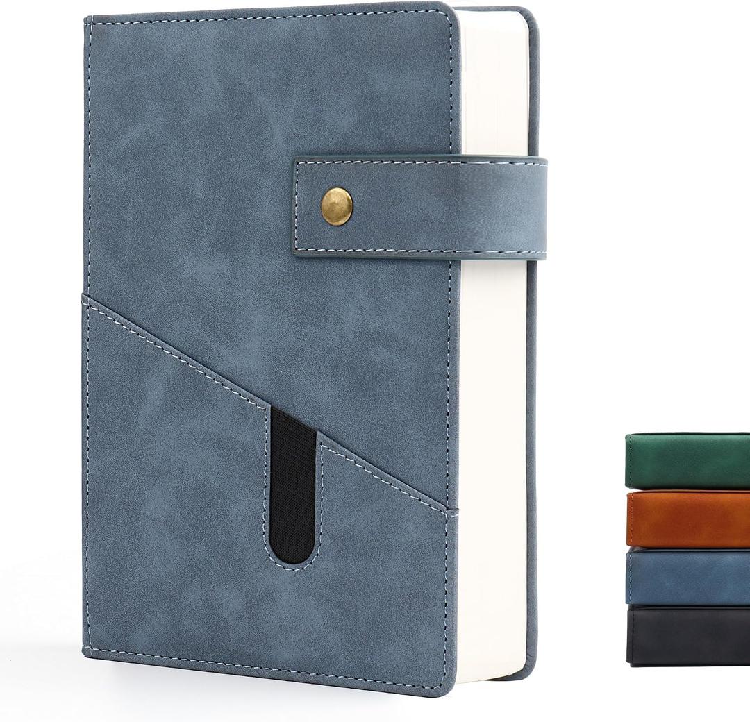 Lined Journal Notebook for women men,368 Pages Hardcover Leather Journals for Writing, A5 Journaling Notebooks,Daily Journals Notebook for Work Note Taking,Travel,Business,School , 5.7"8.3" (Grey Blue)