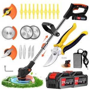 Weed Wacker, Electric Weed wackers with 2pcs 21V Batteries, Cordless Weed Wacker with 3 Different Types of Blades, String Trimmer, Weed wackers Battery Operated Suitable for Home, Garden and Lawn