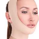 Post Surgical Chin Strap Bandage for Women - Neck and Chin Compression Garment Wrap - Face Slimmer, Jowl Tightening (M) (Medium (Pack of 1), Beige)