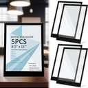 Kathfly 5 Pack Black Acrylic Sign Holder 8.5 x 11 - Slant Back Tabletop Display Stand for Menus, Flyers, Posters, Pricing & Event Signs - Durable Countertop Frame for Restaurant, Retail & Office