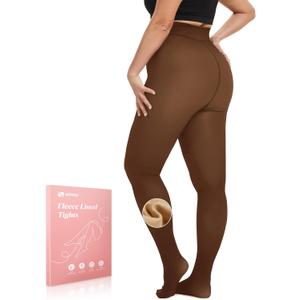HLTPRO Fleece Lined Tights Women - Plus Size Warm Thermal Fake Skin Sheer Black Thick Pantyhose Leggings for Winter