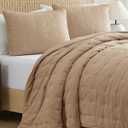 Quilts King Size - Bedspread for King Size - Lightweight Comforter Set - Quilt Bedding Set for All-Seasons - Soft, Breathable and Comfy - Summer Coverlet with 2 Pillow Shams - 106" x 96", Light Brown