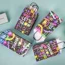 2 x DjinnGlory 36 Pack Small-Size Black Paper Gift Bags with Handles (Let's Glow Party) and 36 White Tissue Paper for Themed Birthday Parties, 9x5.5x3.15 Inch