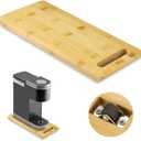 GuanQiao Bamboo Appliance Slider, Sliding Tray for Coffee Maker, Coffee Pot Rolling Tray with Wheels, Coffee Slider Tray for Kitchen Countertop, Cabinet, Deep - Small (14"D x 6"W)