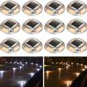 AGPTEK Solar Driveway Lights Outdoor 12 Pack, 2 Color Modes LED Deck Dock Marine Waterproof Driveway Marker Lights for Step Sidewalk Stair Garden Pathway Walkway Yard (Warm White/Cool White)