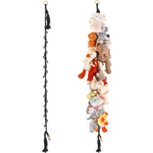 80" 2-Pack Cotton Hanging Storage Chain For Stuffed Animals Storage with 20 Metal Clips, Stuffed Animal Organizer Chain for Wall Corner Nursery Play Room, Black