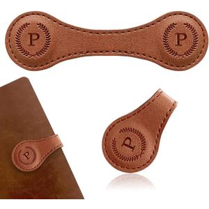 Handmade Personalized Leather Magnetic Bookmark - Custom Initial Letter Design with 26 Alphabet Choices - Durable Bookmark for Readers, Book Lovers, Women & Kids (P, 1pcs Brown)