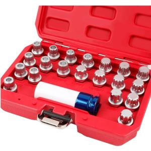 Set of 21, Wheel Lock Key Set, Anti-Theft Lock Lug Nut Screw Remover Wheel Lock Removal Kit with 1/2 inch (12.7mm) Socket Adapter for Mini Series
