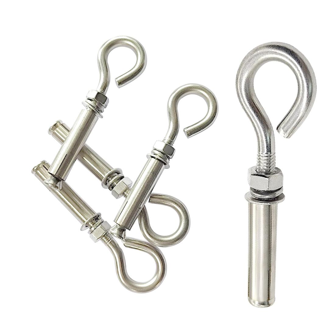 3/8" Expansion Concrete Wall Anchors Eyebolt, Heavy Duty Stainless Steel Brick Anchor Eyebolt Screw Hooks (Pack of 5)