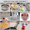 2 x 3 In 1, Aidacom Microwave Mat & Food Cover- 10" Mat as Bowl Holder, 8" as Bowl Cover, Collapsible Lid for Plates Dishes Splatter Guard, Multi-Purpose Silicone Mat & Kitchen Colander for Meal Prep,Grey