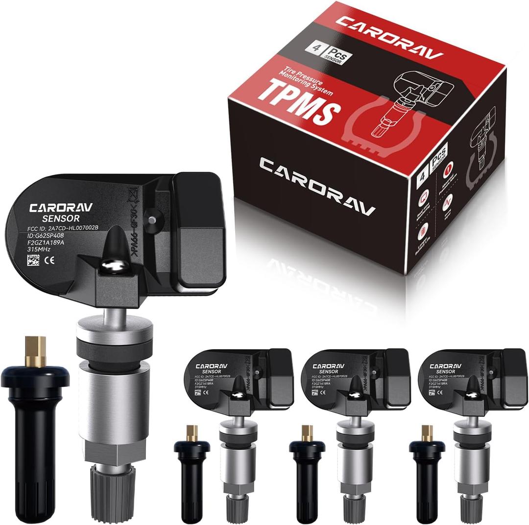 CARORAV TPMS Sensor Tire Pressure Monitoring System Sensor Compatible for Ford F150 F250 F350 Escape Fusion Mustang, Lincoln MKC MKX, Replaces F2GZ1A189A F2GT-1A180-AB, 315Mhz, 4-Pack