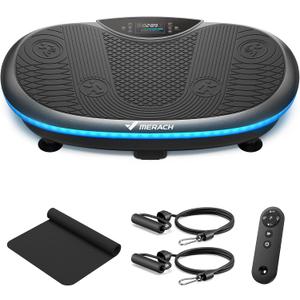 MERACH Vibration Plate Exercise Machine, 4D Whole Body Workout Vibrating Platform for Lymphatic Drainage Weight Loss Muscle Activation, Home Fitness Equipment with Bluetooth Light Pull Cord