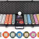 Versa Games Poker Chips - Clay Poker Chips Set - 13.5g 500 Piece Crown Casino Poker Set with Numbers Denomination - Upgraded Poker Set Case