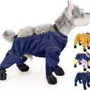 Dog Booties Rain Boots with Suspenders, Dog Shoes Paw Protector Anti Dirt Pants with Boots for Small Medium Puppy, Dogs Belly Protector Rain Snow Pants Suspender Boots Leggings(XS,Blue_)