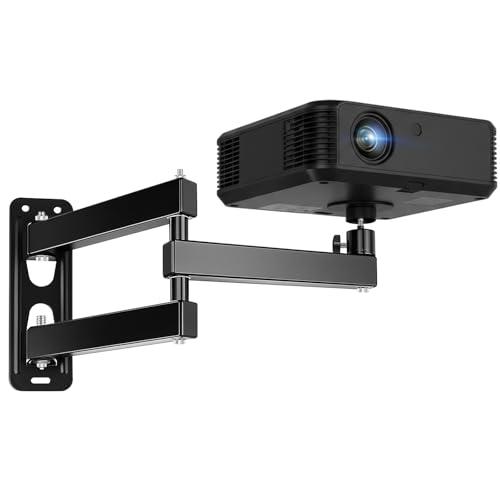 CroBlissful Foldable Projector Wall Mount, Ceiling Projector Mount, Universal Adjustable 360° Rotation, Projectors Stand with 1/4" Ball Head, Devices Bracket Holder for Home Office(Three Arms,Black)