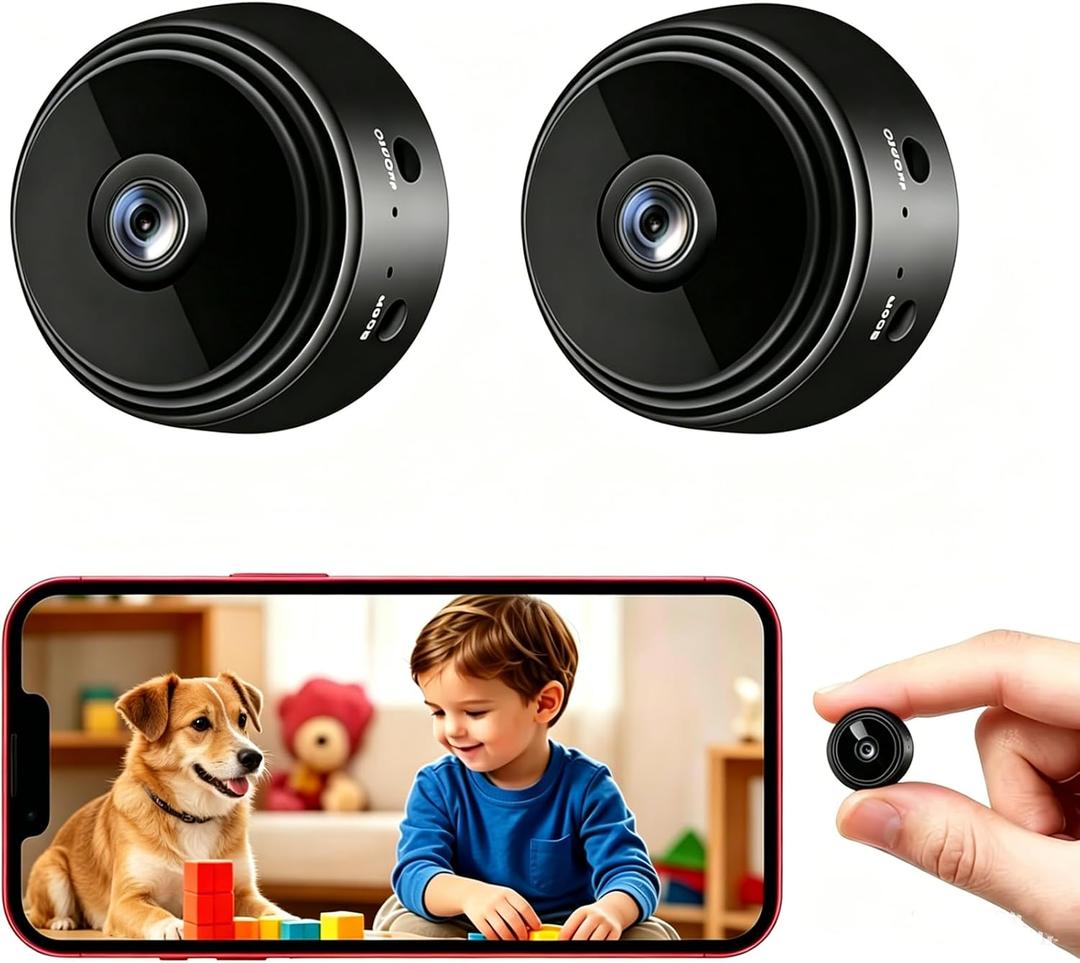 Small Spy Camera Room Camera WiFi Home Security Camera Mini Hidden Camera Video Recorder Night Vision Live Feed Playback Phone App Control, 2 Packs