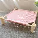 Pozico Elevated Cat & Dog Bed Wooden Frame Pet Hammock for Small Dogs & Cats, Indoor/Outdoor Raised Bed with Breathable Mesh, Portable Pet Cot Furniture Pink Grid