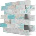 DEWOO 20-Sheet Peel and Stick Backsplash Tiles Self Adhesive Wall Tile Farmhouse Style Kitchen and Bathroom,Turquoise Teal (13.5" x 11.4")