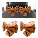NYTKL 2 PCS Car Seat Headrest Hooks, Cute Bow Shaped Vehicle Backseat Purse Holder Storage Hook, Bow Knot Seat Back Hooks Hanging Organizer for Coat Umbrellas Grocery Bag (Brown)