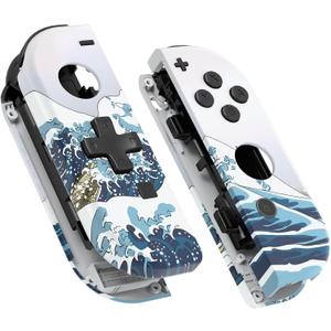 eXtremeRate The Great Wave Soft Touch Joycon Handheld Controller Housing (D-Pad Version) w/Full Buttons, Replacement Shell Case for Nintendo Switch & Switch OLED Joy-Con  Console Shell NOT Included