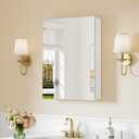 Keonjinn 20 x 26 Inch Small Medicine Cabinet, Assembly Required, White Bathroom Mirror with Storage, Lightweight, Freely Adjustable Shelves, Tempered Glass, Soft Closing, Recessed or Wall Mount