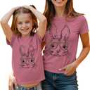 Mommy and Me Easter Shirt Women Toddler Girl Bunny Leopard Glasses Matching Outfit Rabbit Short Sleeve T-Shirt Tops, 2XL