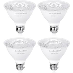 (Short Neck) PAR30 Dusk to Dawn LED Flood Light Bulb, Photocell Sensor Bulb,10W Equivalent 75W,1100Lm,5000K,E26 Base,IP65 Waterproof for Outdoor Porch Light, 4 Pack