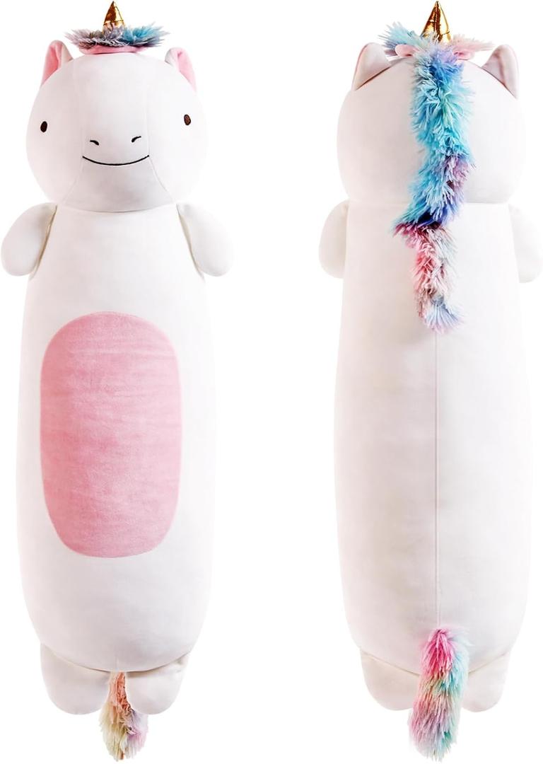 22 Long Unicorn Plush Body Pillow, Cute Colorful Unicorn Stuffed Animals, Unicor Squishy Soft Plushies Toy, Gifts for Kids Girls and Boys, Birthdays, Valentine's Day