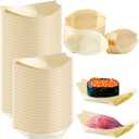 100 Pcs Bamboo Boat Plates Bamboo Appetizer Boats 5.5'' Disposable Wooden Charcuterie Small Sushi Serving Tray for Food Catering Party Home Use