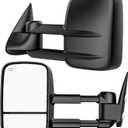 Heated Tow Mirrors Compatible with 1999-2002 Chevy Silverado & GMC Sierra 1500 2500 3500 HD, Tahoe Suburban Avalanche Yukon Denali, Folding Extended Trailer Towing Side Mirrors, Large