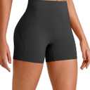 G4Free Barefeel Biker Shorts Women Tummy Control High Waisted No Front Seam Workout Gym Shorts with Pockets 4" 6" 8" (Black, M)