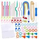 JUPEAN Complete Knitting Accessories, Knitting Supplies Kit with Stitch Markers Plastic Sewing Needles Cable Needles for Sewing and Weaving