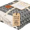 Gold Case Throw Blanket for Couch - 100% Recycled Turkish Cotton Blankets & Throws - Retro Soft Throw Blankets for Living Room - Boho Decorative Woven Couch Blanket - 60x80 - Black
