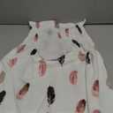 NILOINE Women Pleated Ruffled Backless Tube Tops Sleeveless Smocked Bandeau Tank Summer Floral Print Strapless Shirts (S, White Feather)