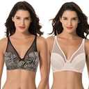Curve Muse Women's Plus Size Minimizer Unlined Underwire Full Coverage Bra 48 B