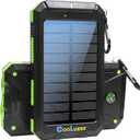 Solar Power Bank 36800mah, Solar Charger Power Bank with 18W PD 5V 3.1A outputs, IP67 Waterproof, Grade A+ Battery with LED Flashlight and Compass, Perfect Camping Gear Accessory for Outdoor (Green)
