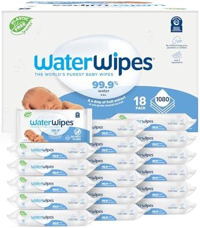WaterWipes Sensitive+ Newborn & Baby Wipes, 3-In-1 Cleans, Cares, Protects, 99.9% Water, Unscented & Hypoallergenic, 1080 Count (14 Packs)