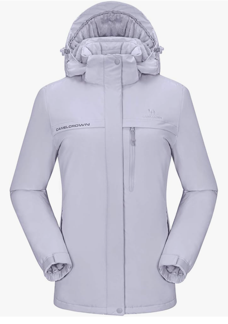 CAMEL CROWN Women’s Mountain Snow Waterproof Ski Jacket Detachable Hood Windproof Fleece Parka Rain Jacket Winter Coat XXL