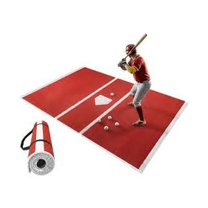 Baseball Batting Mat, 6 x 4 ft Home Plate mat with Non-Slip Rubber Backing, Durable Indoor/Outdoor Softball Pitching mat, High-Visibility Stance Guide, Foldable Baseball mats for Hitting
