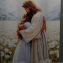 Frame Jesus Hugging Girl Canvas Wall Art Jesus and Woman Wall Decor Pictures Modern Christian Healing Embrace Mormon Prints Posters for Hallway Bathroom Dining Living Room Kitchen Wall Bedroom Decoration 24x36in, 36"Lx 24"W