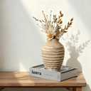 Ceramic Flower Vase, 6.7 inch Farmhouse Rustic Vintage Vases for Home Decor Table Living Room Entryway Book Shelf Fireplace Centerpiece (Rust)