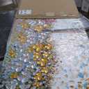 ART8YUQI Art - Contemporary Abstract Art Oil Painting On Canvas Texture 3D Silver - Golden Flower painting Handmade Artwork Picture Canvas Wall Art Modern Home Decor living room Ready to Hang 30x60 inch